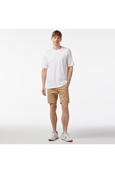 Nautica Erkek Bej Slim Fit Baskılı Bermuda