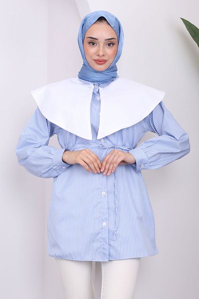 İmajButik Πουκάμισο Baby Blue ριγέ γιακά