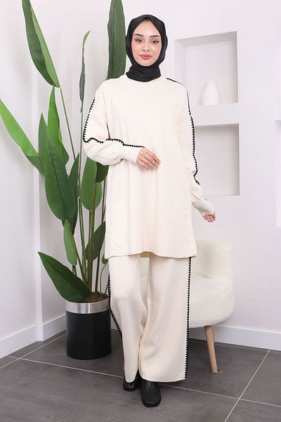 İmajButik Σετ τουνίκ παντελόνι με πλεκτά Shepherd's Stitch