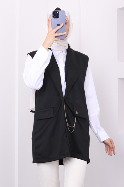 İmajButik Черен жилет с верижка