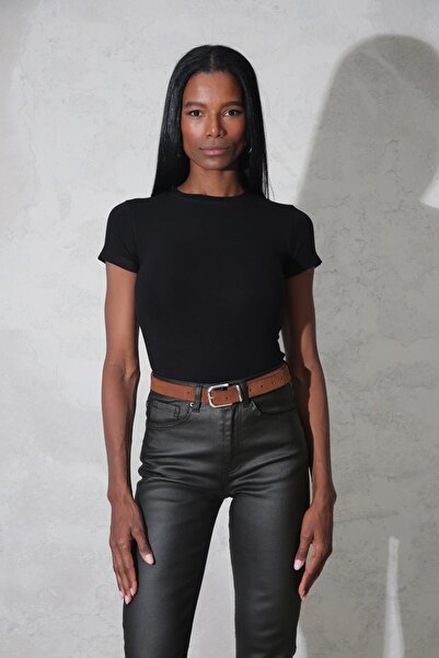 5in1Canpolat Black Soft Touch Bamboo Basic T-Shirt