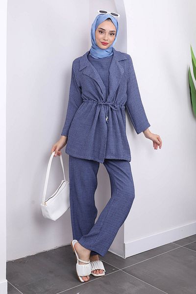 İmajButik Indigo Jacket and Trousers Set - Set of Three