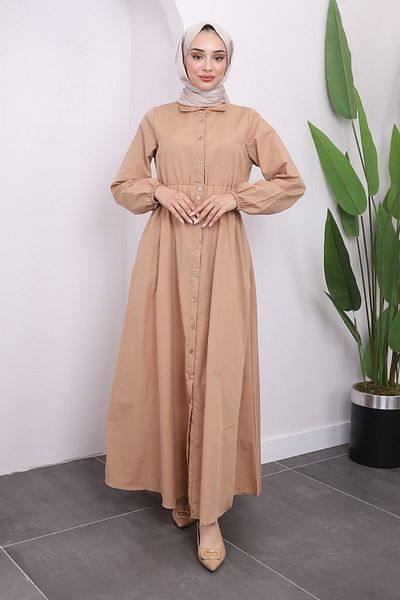 İmajButik Μπισκότα - Ελαστικό φόρεμα με μανίκια και μέση