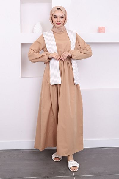 İmajButik Λεπτομέρεια φορέματος με γιακά βιζόν - ελαστική μέση