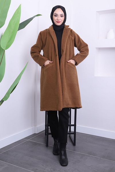 İmajButik Παλτό τσέπης με κουμπιά καφέ