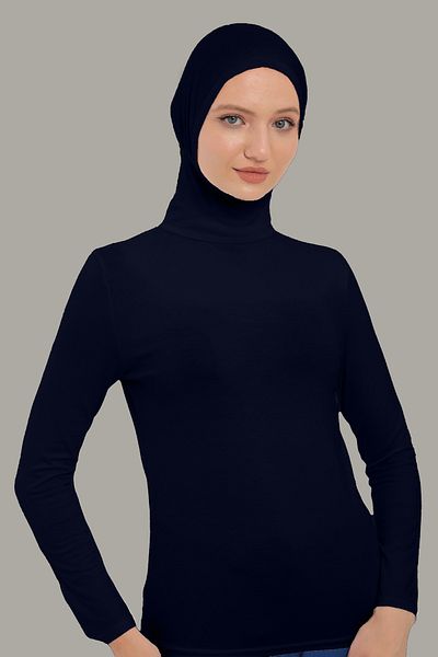 Sonbaharmoda Γυναικείο μακρυμάνικο κορμάκι με γιακά μπονέ Full badi ψηλό λαιμό Lycra χτενισμένο βαμβάκι