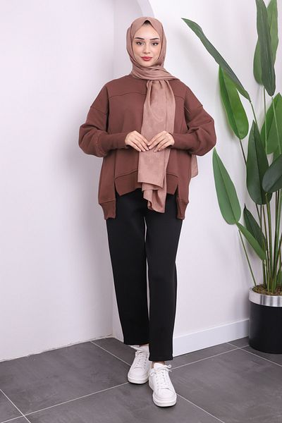 İmajButik طاقم الرقبة البني ثلاثة موضوع العرق الأساسي