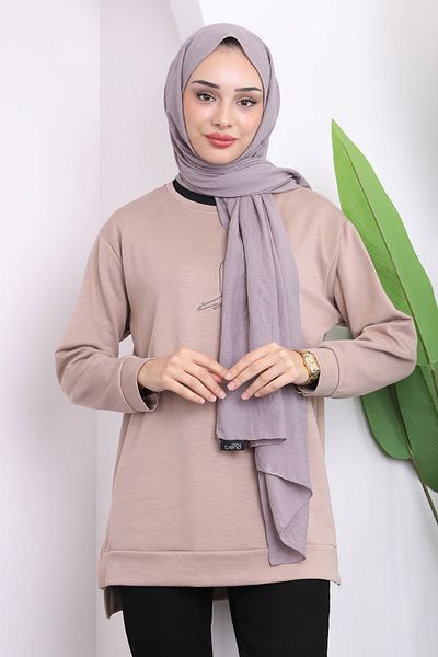 İmajButik Βιζόν Crew Neck Side Slit Sweat