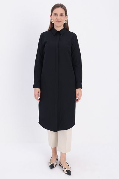 ALLDAY Black Basic Hidden Placket Long Shirt