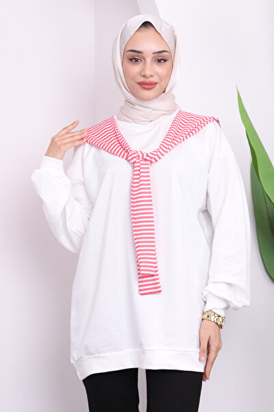 İmajButik Transpirație cu două fire cu eșarfă ecru
