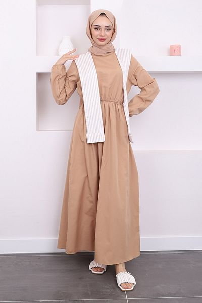 İmajButik Λεπτομέρεια φορέματος με γιακά βιζόν - ελαστική μέση