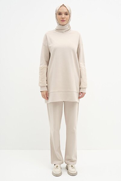 Tuğba Tunik Pantolon Takım - Taş
