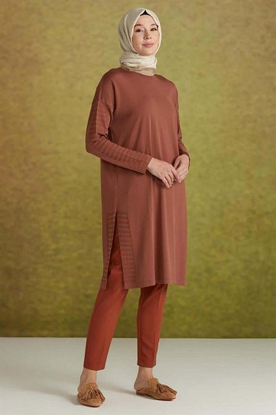 Tuğba Pantaloni morcovi cafeniu - talie elastică