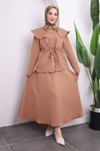 İmajButik Scuba Fabric Biscuit Set - Μπουφάν με φούστα με κορδόνι στη μέση