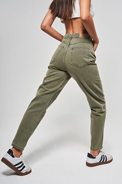 its basic Coral High Waist Khaki Women's Mom Jean