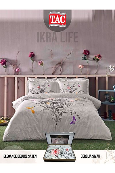 Taç Σετ Παπλωματοθήκης Cerelia μαύρο Deluxe Satin Διπλό