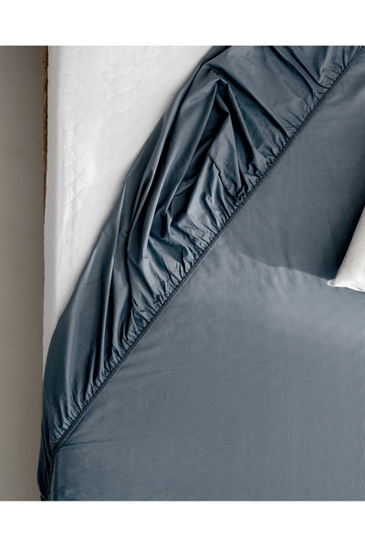 Madame Coco Manon Double 100% Cotton Ranforce Fitted Sheet - Dark Blue