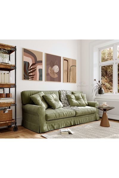 CANVASUM Natural Forms Abstract Boho Style Frame Look Set of 3 Table