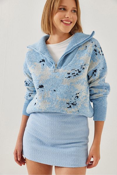 Bianco Lucci Women's Zippered Knitwear Sweater 20246201