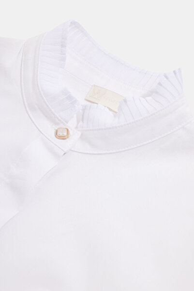 W Collection BEYAZ HAKİM YAKA UZUN KOLLU BLUZ