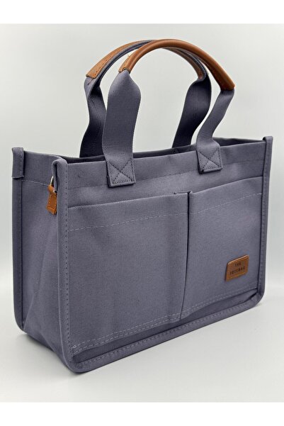 KIRASE Жіноча сіра сумка-тоут, стильна м'яка сумка з канвасу, ручна та через плече