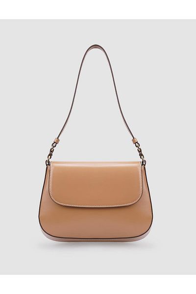 Cabani 100% Genuine Leather Beige Women's Shoulder Bag