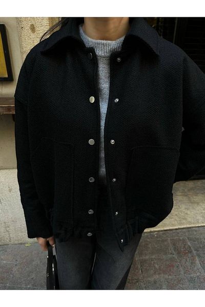 My Blog Schwarze Lahey-Bomberjacke mit großen Taschen – 509058