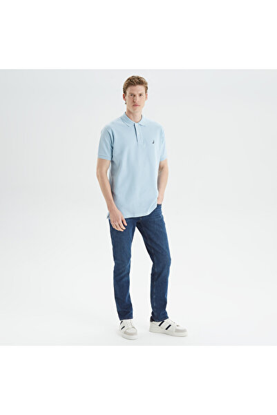 Nautica Erkek Mavi Classic Fit Kısa Kollu Polo Yaka T-Shirt