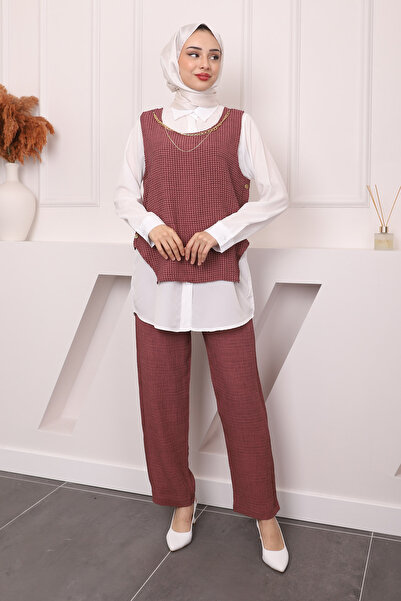 İmajButik Σετ πουκάμισο και πουκάμισο Dusty Rose - Παντελόνι