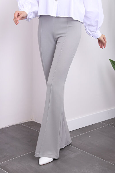 İmajButik Ψηλόμεσο ανοιχτό γκρι γρασίδι Ισπανικό παντελόνι