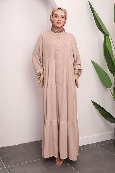 İmajButik Layered Mink Dress - Elastic Sleeve and Skirt