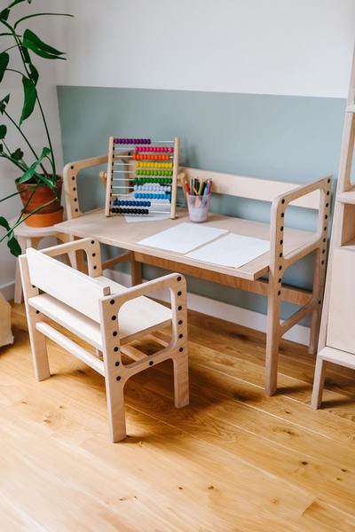 Woodesk Nido, Montessori Ahşap Çocuk Masa Ve Taburesi, 100x74, CPT4772-100