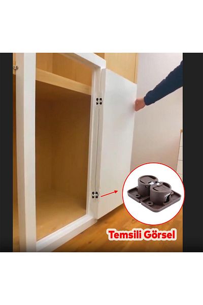 Badem10 2 buc. Dulap din plastic cu cap rotund ascuns - balama de masă pliabilă maro