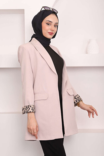 İmajButik Μπεζ Μπλέιζερ - Μπουφάν με διπλό στήθος και τσέπες