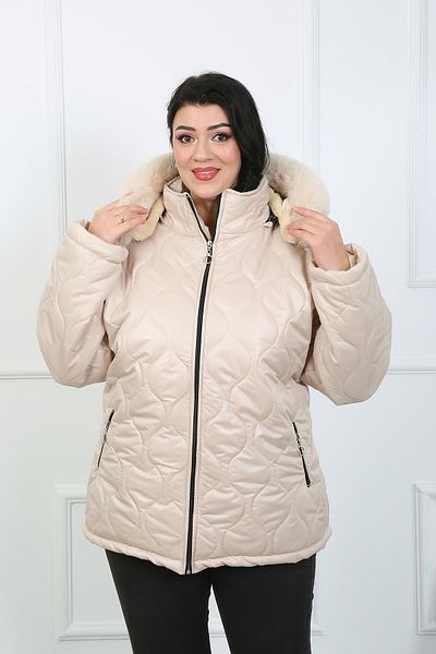 By Alba Collection Women's Ecru Wool Quilted Plus Size Coat