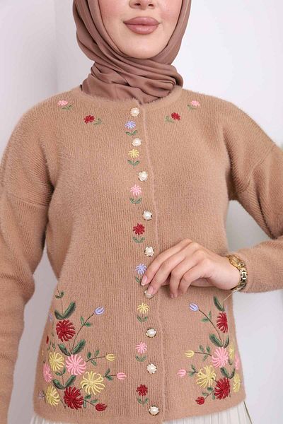 İmajButik Cardigan tricot cu barbă brodat biscuiți