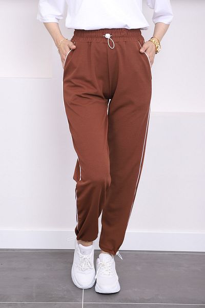 İmajButik Καφέ ελαστικό παντελόνι τσέπης μέσης