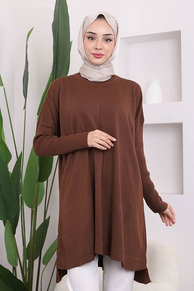 İmajButik Tunica maro cu decolteu rotund mercerizat