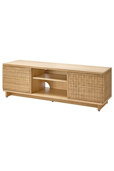 IKEA tv sehpası, rattan, 157x41x49 cm