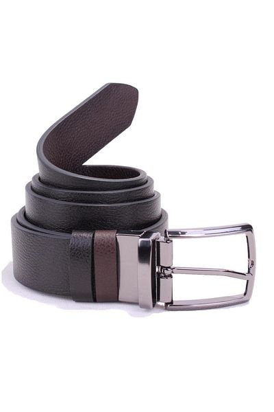 DAGOSTER DMK26-465DG Μαύρο Καφέ 4 cm Ανδρική ζώνη διπλής όψης από γνήσιο δέρμα