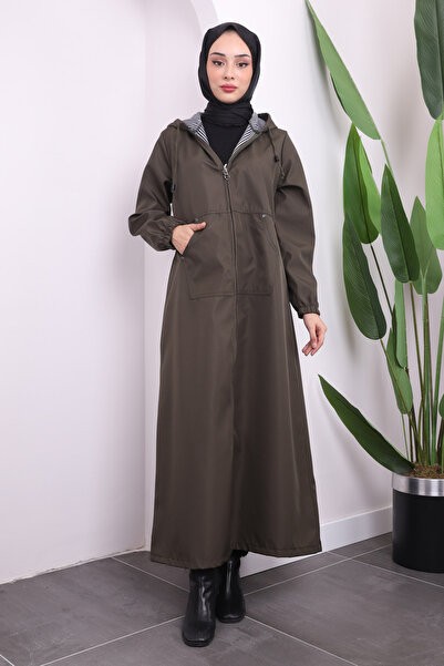 İmajButik Καπέλο με φερμουάρ με κουκούλα χακί