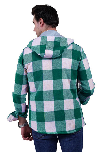 Exve Exclusive Γκρι καρό καρό καρό πόρτας, μάλλινη γούνα χειμερινός ξυλοκόπος και πουκάμισο μπουφάν