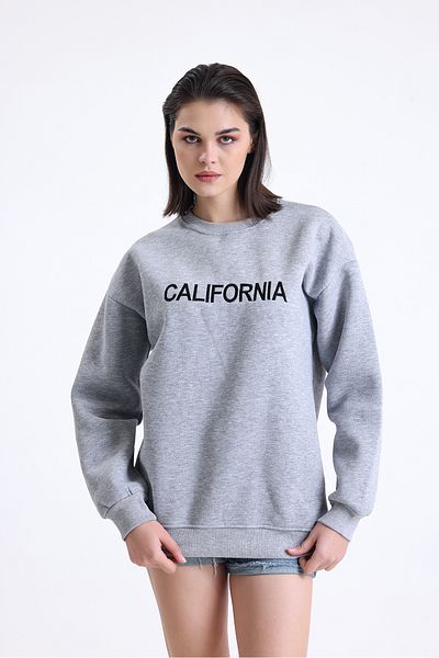 Giyyin Hanorac de damă oversize gri brodat California