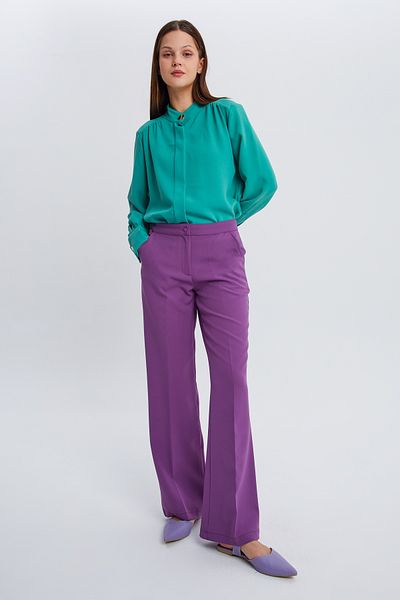 ALLDAY Dunkellila Hose mit weitem Bein und Taschen