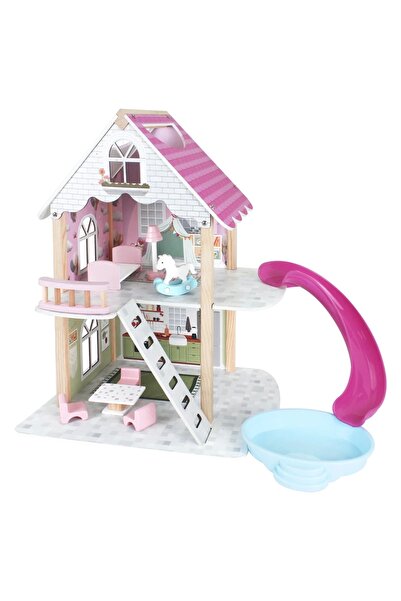 Doğan Oyuncak Dünyası Muhteşem Ahşap Kaydıraklı Oyun Evi - Ahşap Tatil Evi - ...