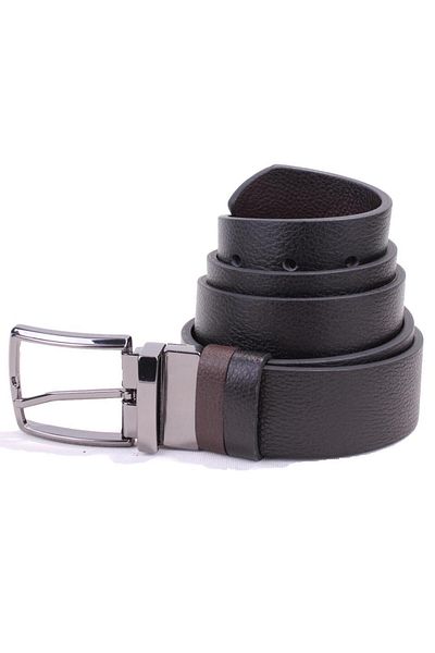 DAGOSTER DMK26-465DG Μαύρο Καφέ 4 cm Ανδρική ζώνη διπλής όψης από γνήσιο δέρμα