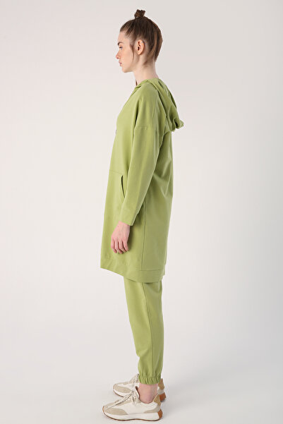 ALLDAY Açık Yeşil Kapüşonlu Fermuarlı Sweat Hırka