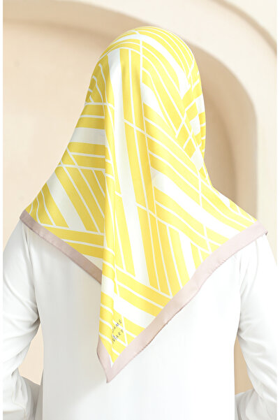 sefamerve 19093-07 Modell Weiche Baumwolle Weiß Gelb Schal