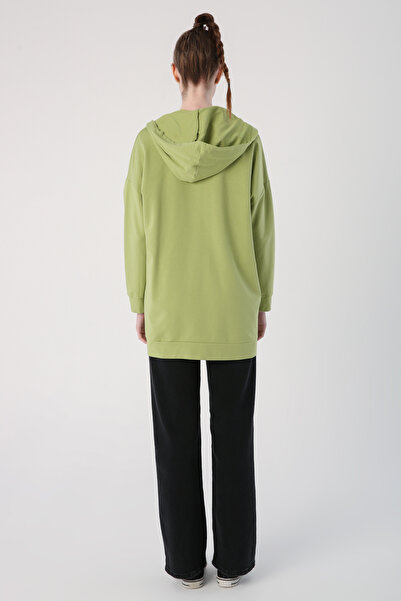 ALLDAY Açık Yeşil Cepli Kapüşonlu Sweat Hırka