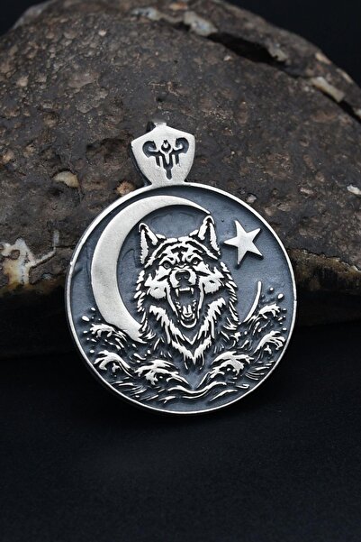 Prestige Bozkurt Ve Ay Yıldızlı 925 Ayar Gümüş Kolye Ucu 900495